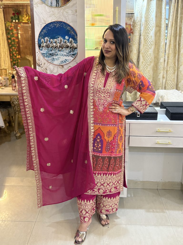 Ethnic Motifs Embroidered Beads and Stones Straight Kurta & Palazzos With Dupatta (sabbesachi)