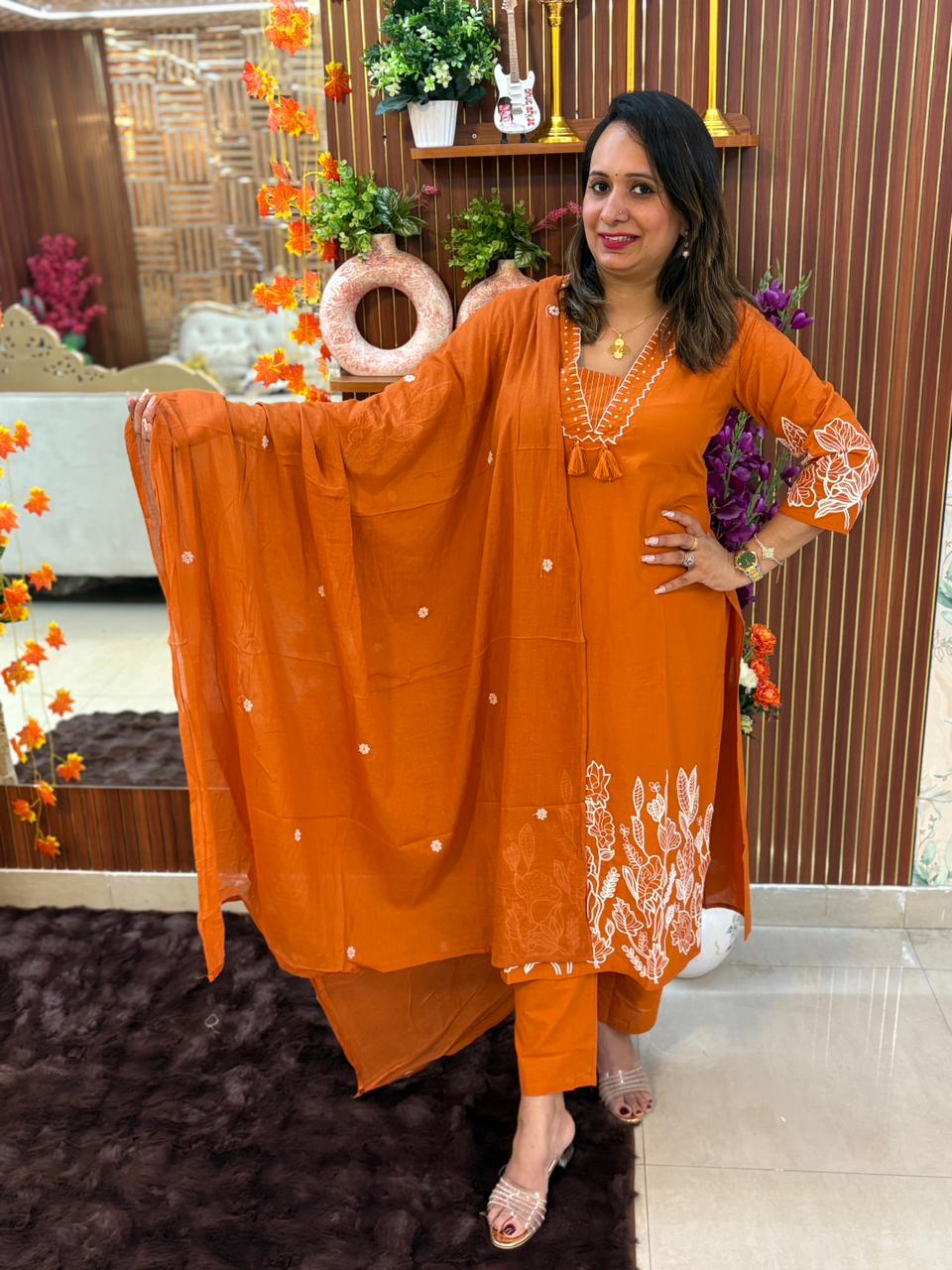 V neck bottom 3 pcs cottan set