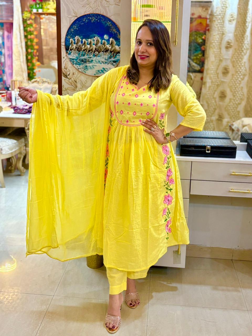 Lemon flower embroidery n lavender flower embroidery