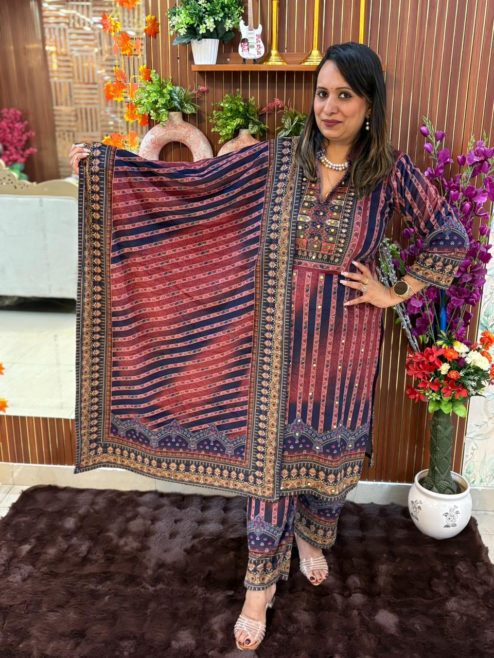 Multicoloured velvet 3 pc set