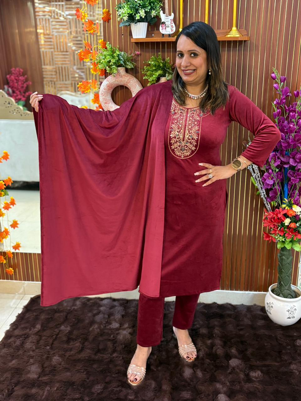 Morni 3 pc velvet kurta set