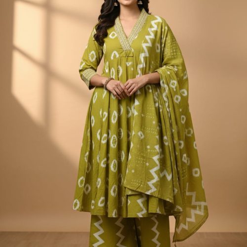 Floral Print A-line Kurta Set