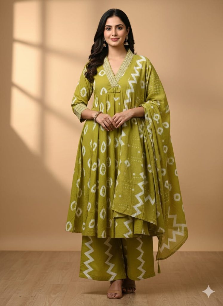 Floral Print A-line Kurta Set