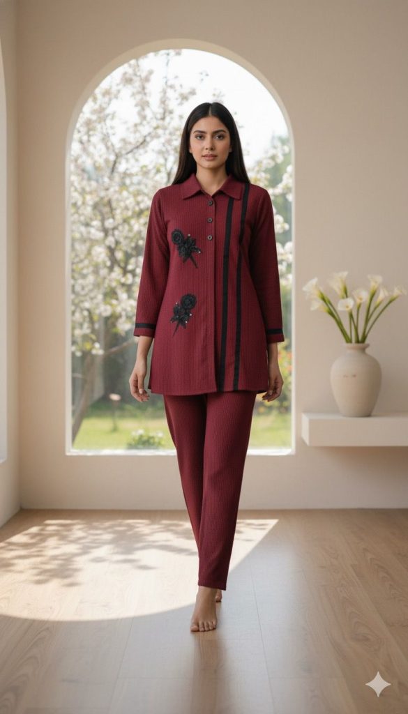 Black Rose Applique Co-ord Set