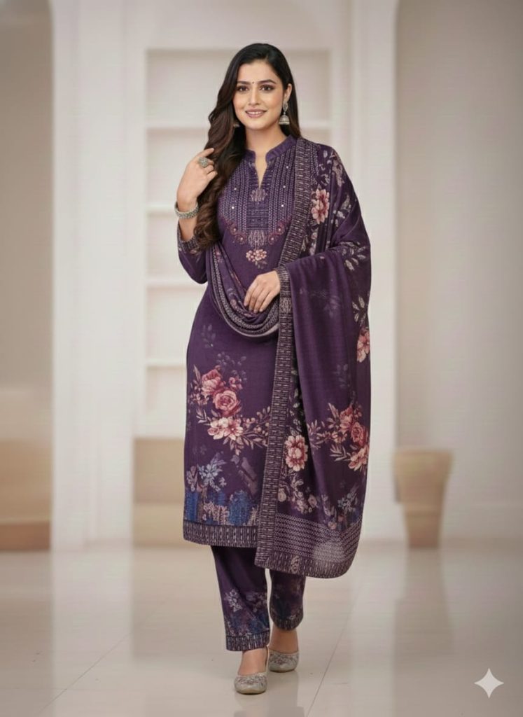 Regal Velvet Floral Suit Set