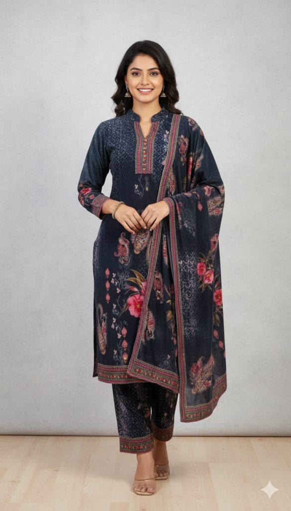 Winter bloom floral printed suit set