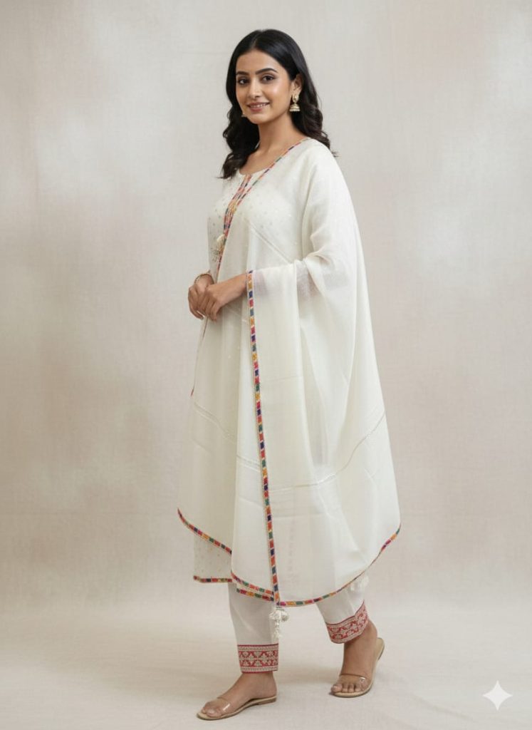 white Straight suit set