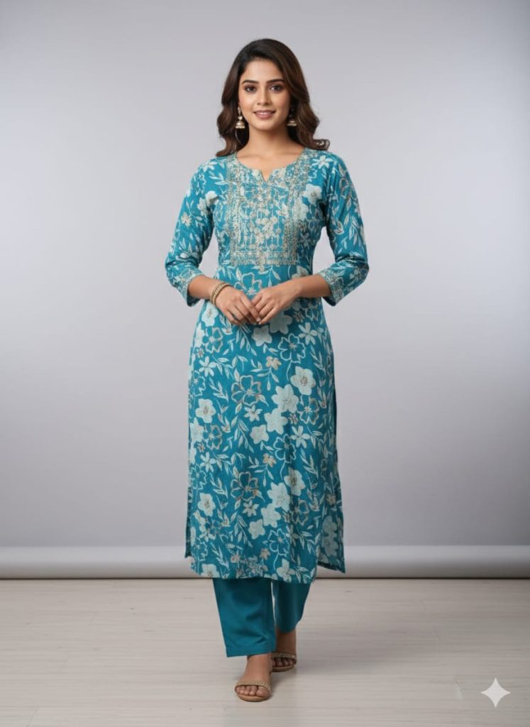 Floral Print Cotton Kurta Set