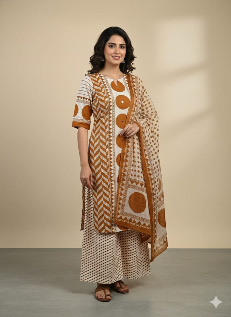 ​Cotton Block Print Style Sharara Set