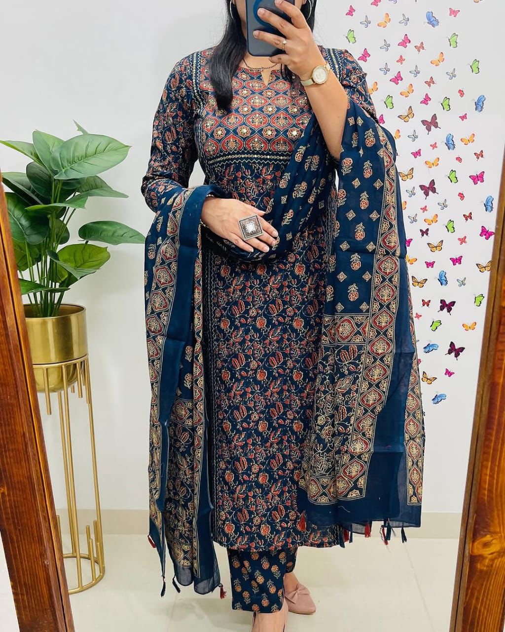 Ajrakh Floral Print Kurti Sets