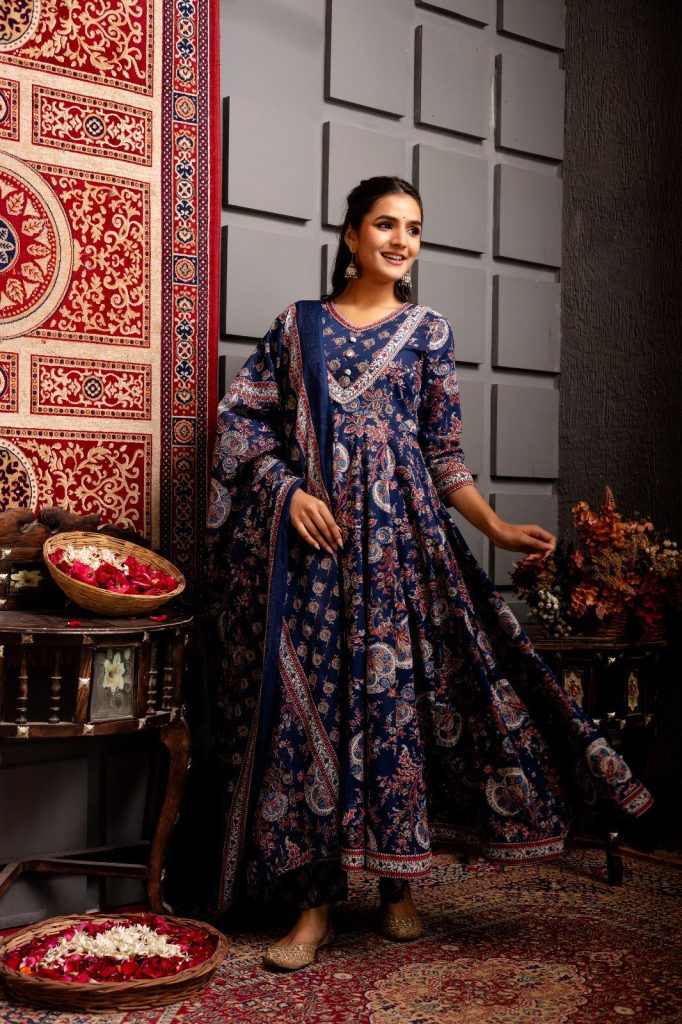 Kalamkari Print Anarkali Kurta Set