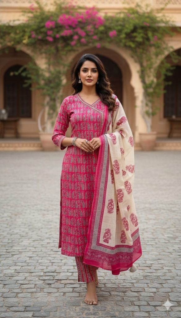 Angrakha-style Kurta Set