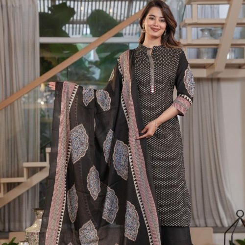 Ajrakh Print Premium Cotton Salwar Suit Set