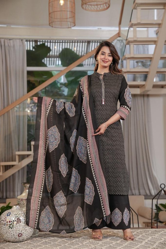 Ajrakh Print Premium Cotton Salwar Suit Set