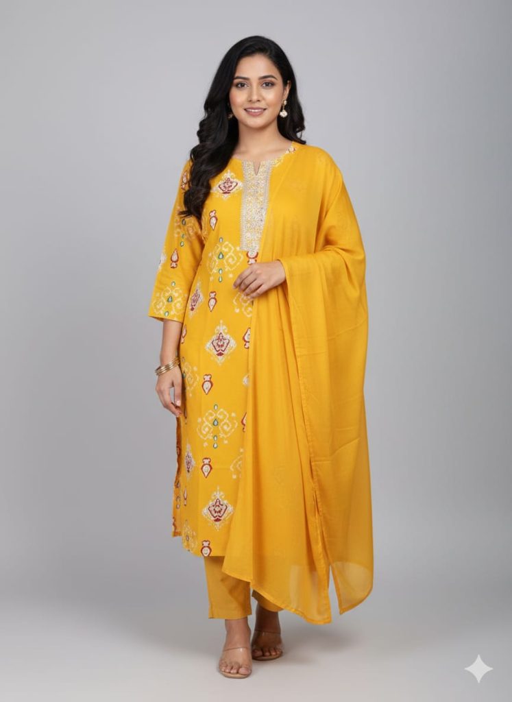 Bandhani Print Kurta Set with Dupatta