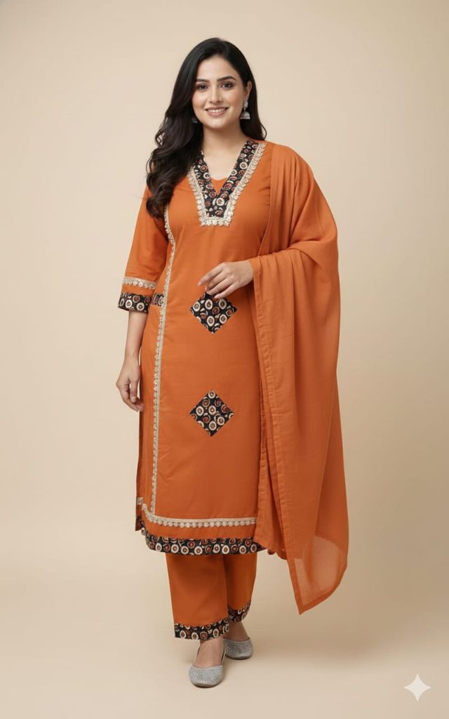 Straight-Cut Kurta Set with Dupatta