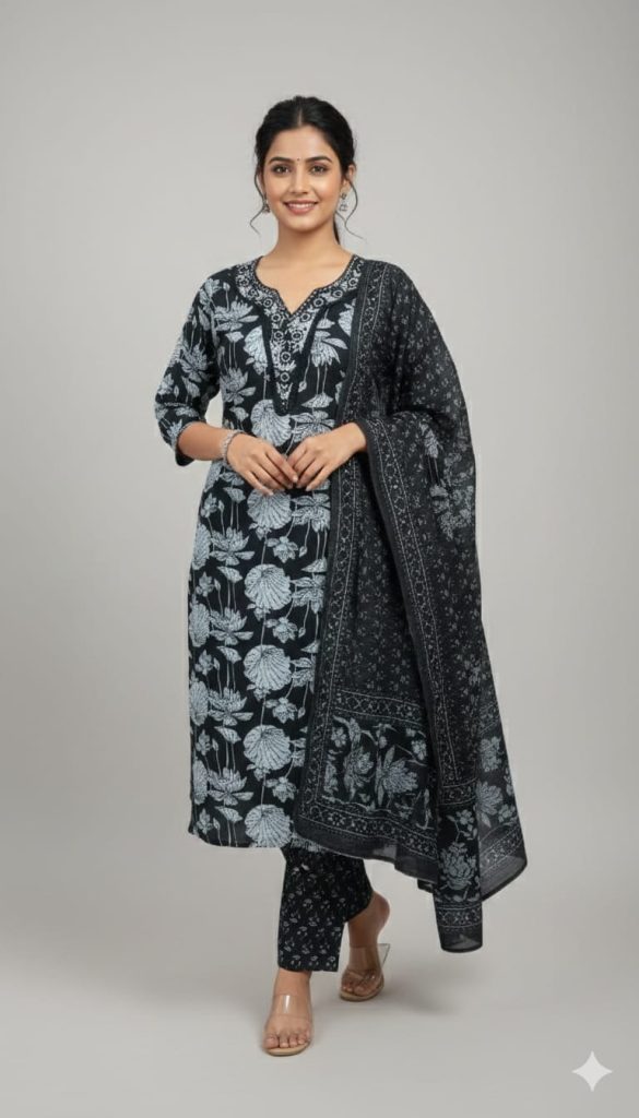 Floral Printed Cotton Salwar Suit Set
