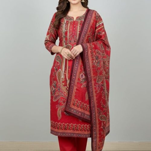 red printed Salwar Kameez set