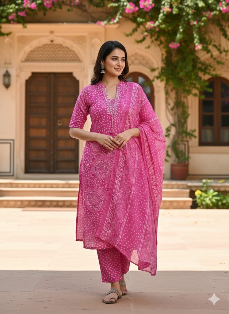 Elegant Bandhani- Printed Suit Set