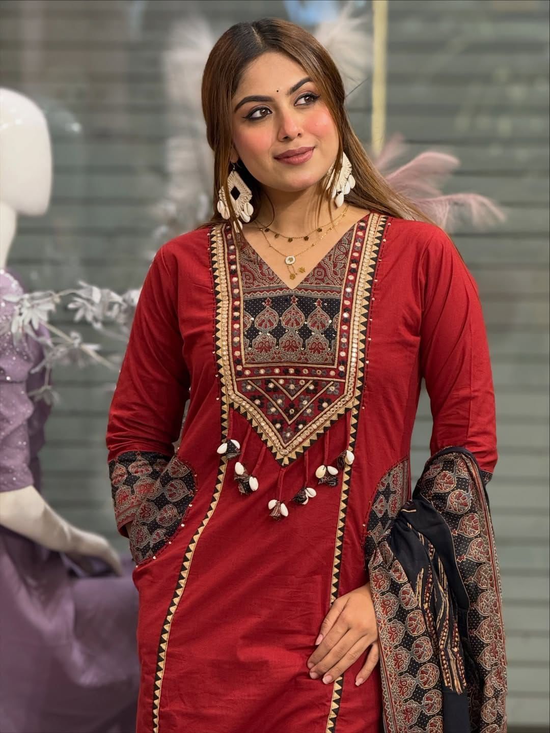 Ethnic Printed Premium Dabu Cotton Kurta Set