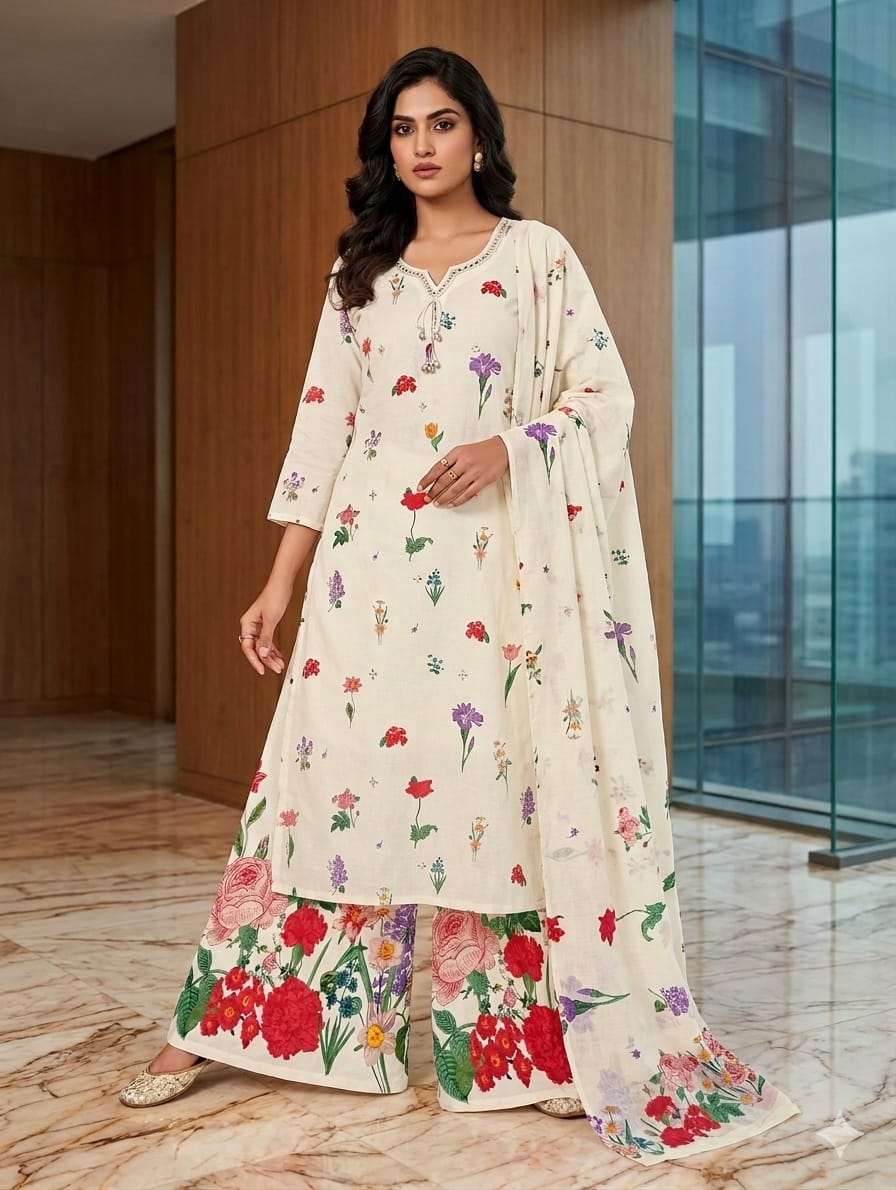 Floral Meadow Palazzo & Kurta Set
