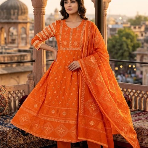 Bandhani Print Anarkali Set