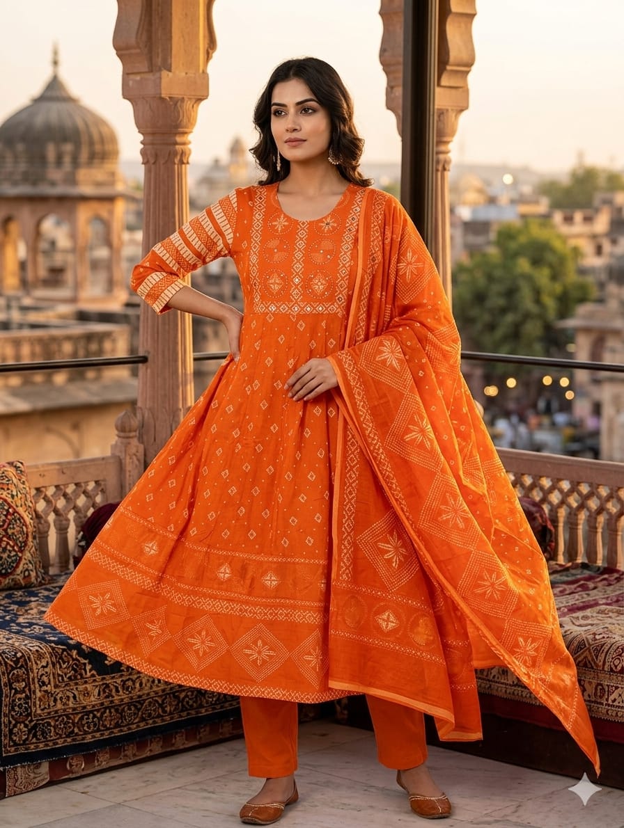 Bandhani Print Anarkali Set