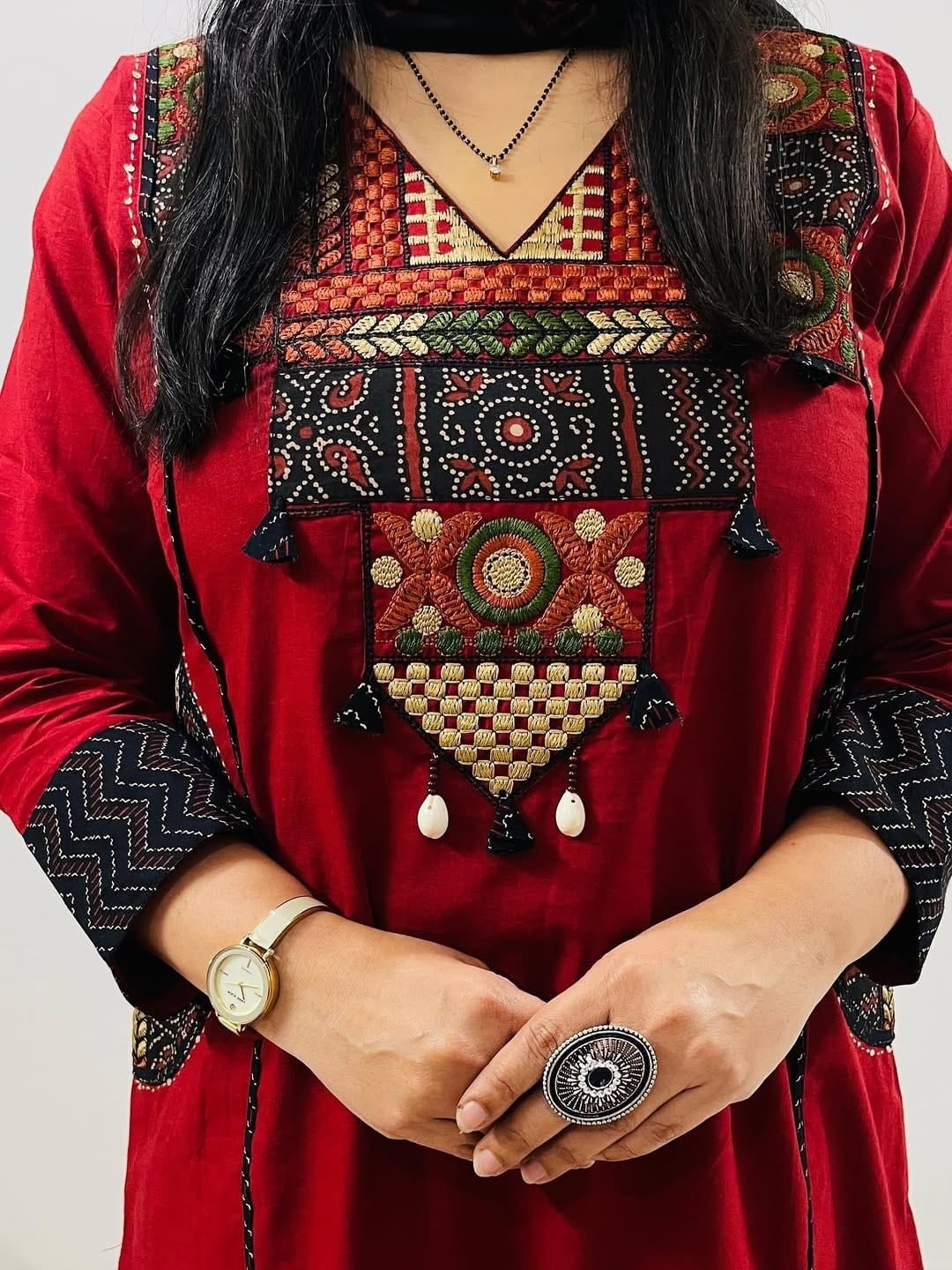 Hand-Embroidered Ethnic Kurta Set