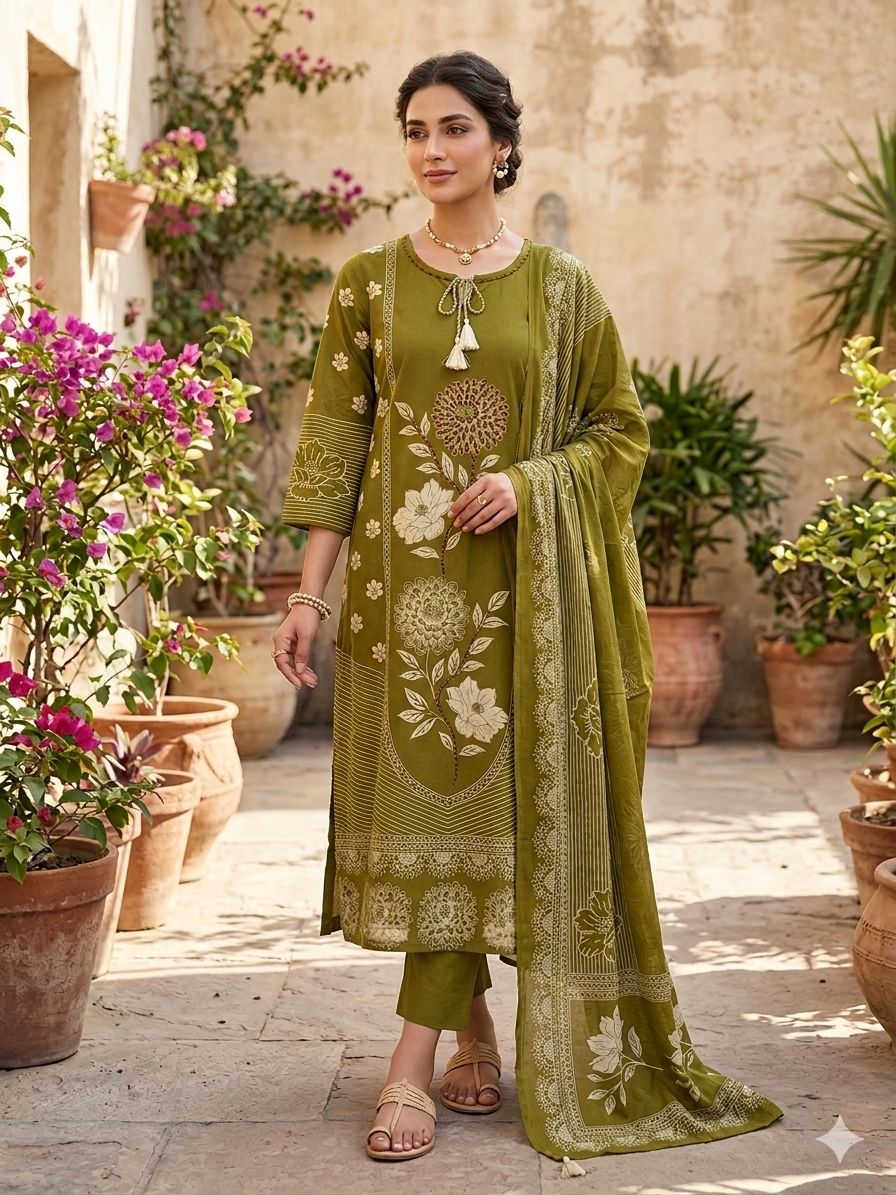 A Line Floral Print Salwar Suit Set