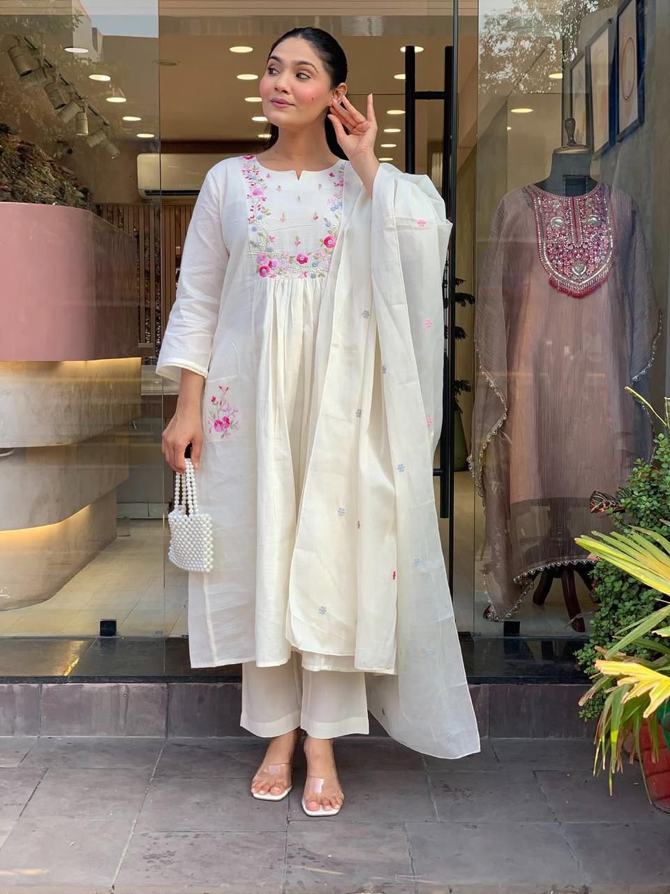 Elegant Ivory Embroidered Set