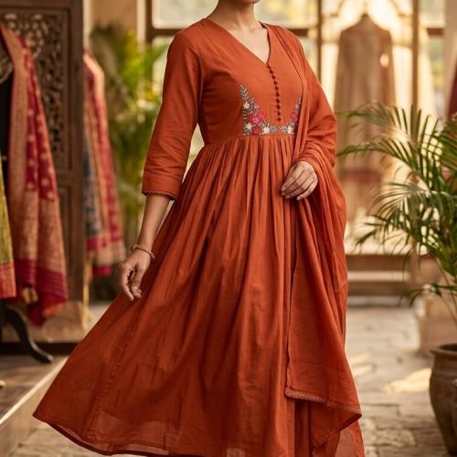 Embroidered Anarkali Set