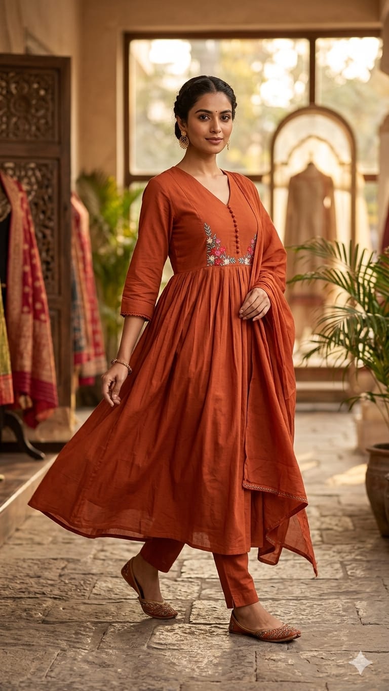 Embroidered Anarkali Set