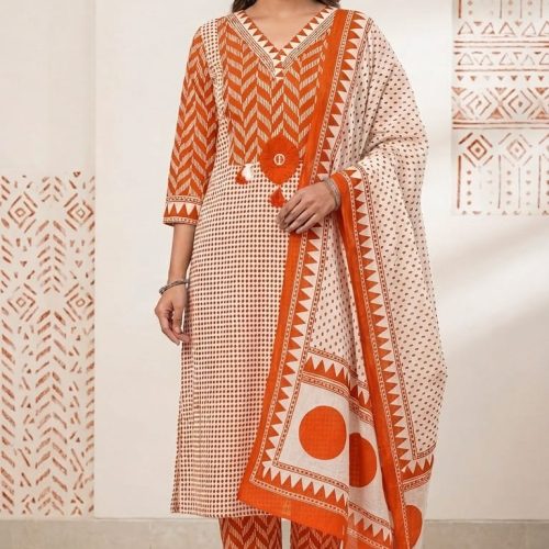 Elegant Printed 3-Piece Ethnic Suit Set