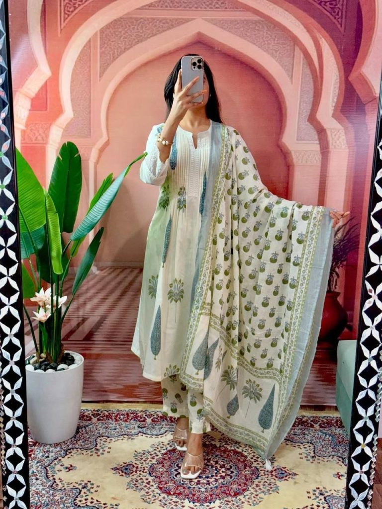 Block Print Straight Suits Set