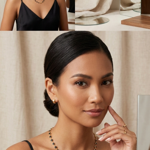 Elegent black beads chain