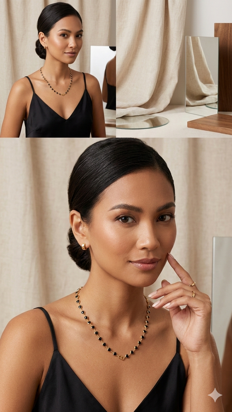 Elegent black beads chain