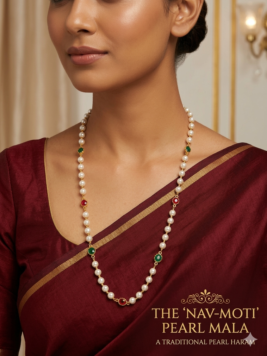 The nav moti pearl mala