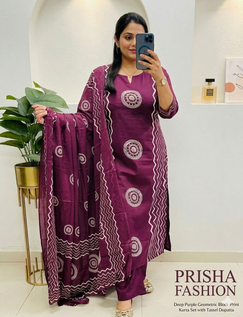 Royal Wine Ethnic Suit Set