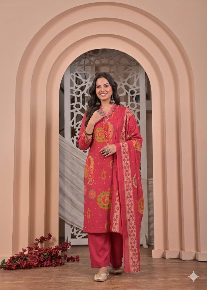Paisley Print Salwar Suit Set