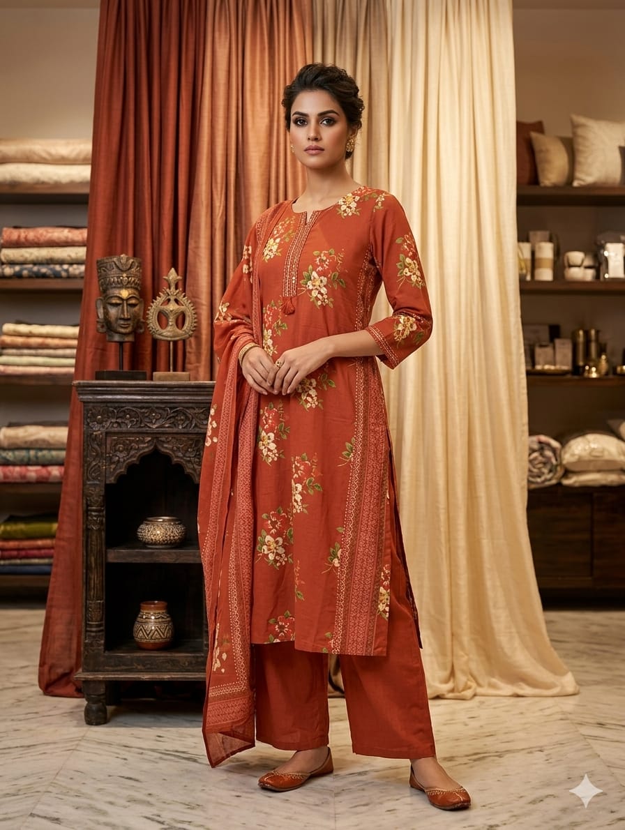 Floral Print Kurta Set with Palazzos