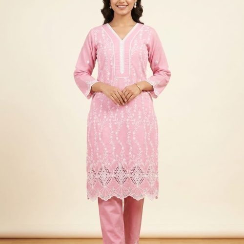 Lucknowi Chikankari Kurta Set