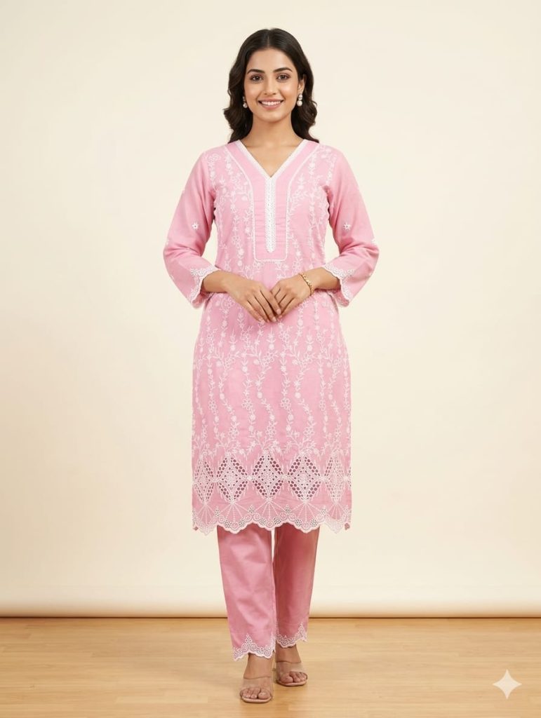 Lucknowi Chikankari Kurta Set