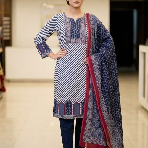 Navy Blue Geometric Salwar Suit