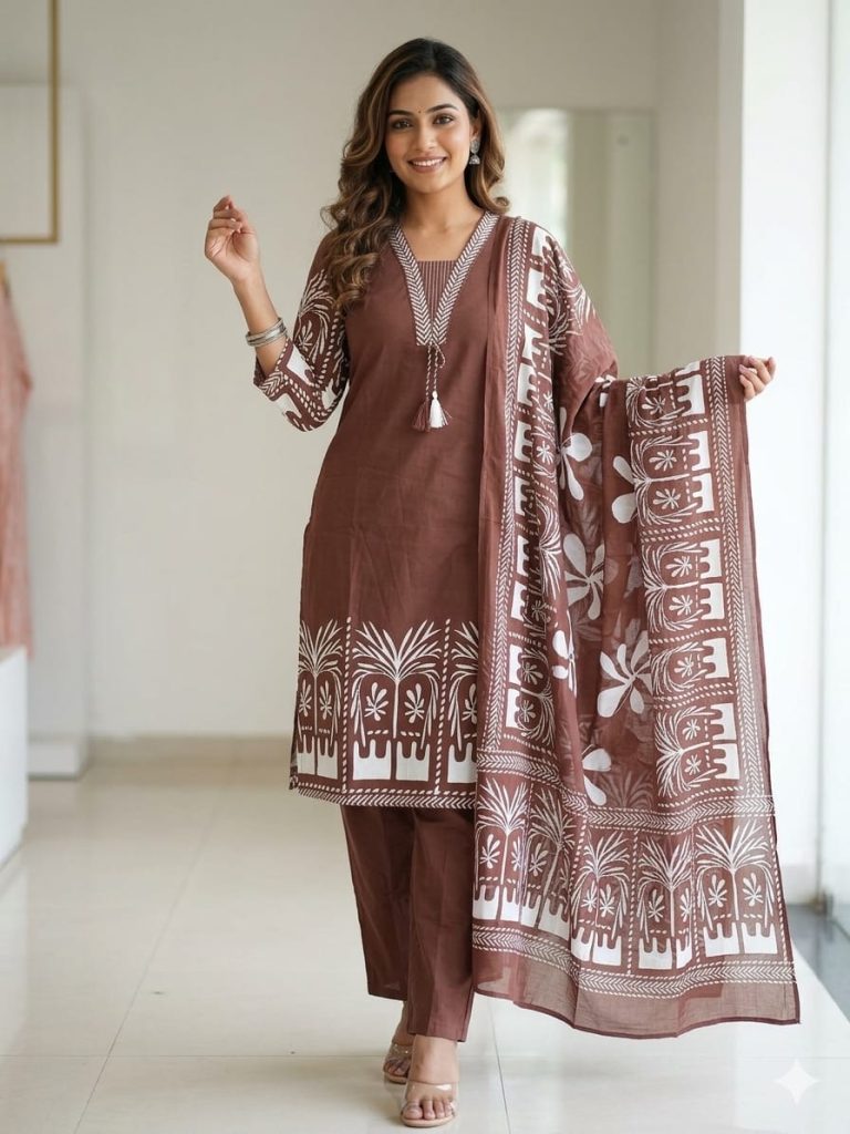 Cinnamon Brown Cotton Co-ord Kurta Set