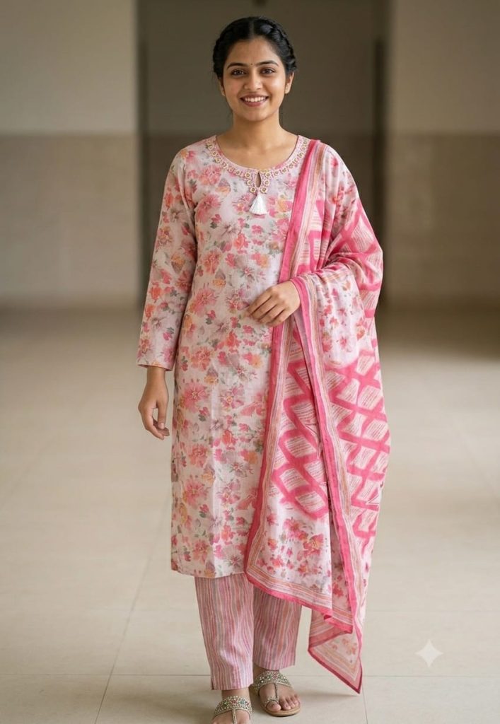 Pink Floral Elegance 3-Piece Suit Set