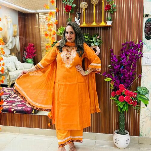 ✨Orange Embroidered Suit Set✨