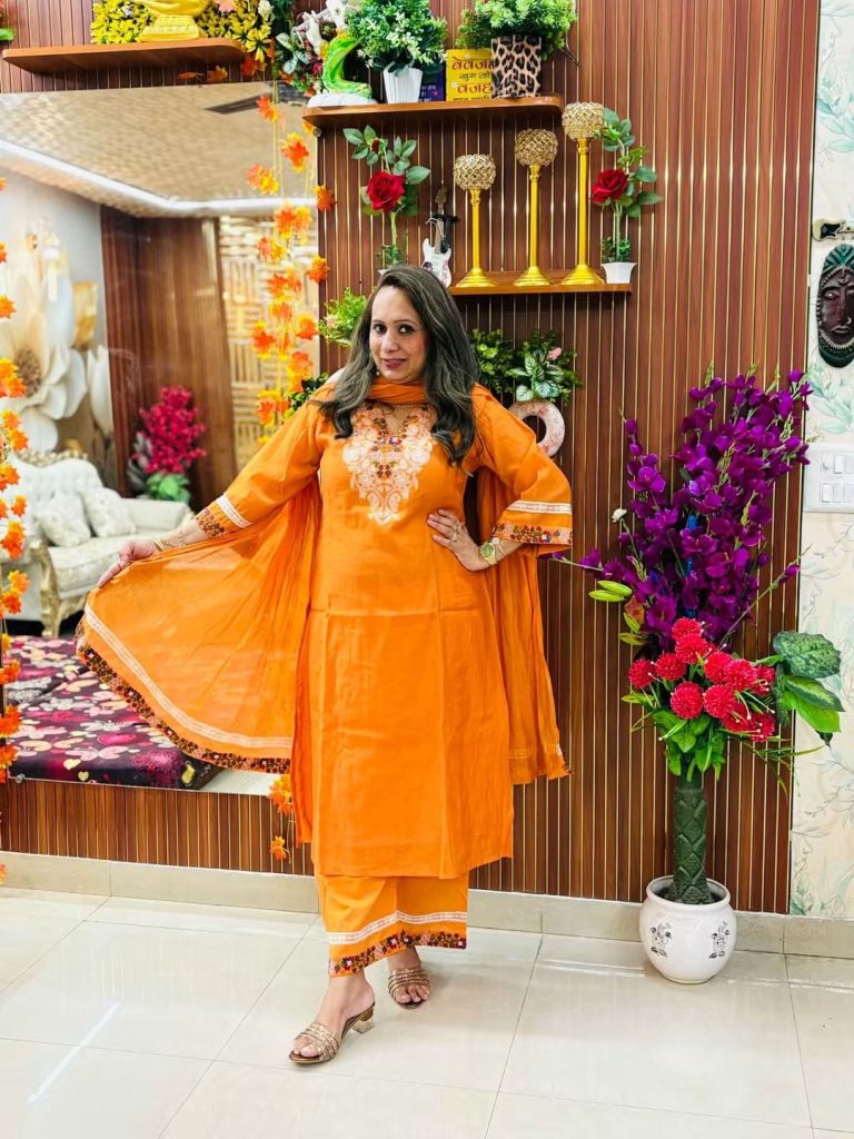 ✨Orange Embroidered Suit Set✨